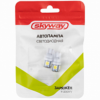 Автолампа диод T10(W5W) 24V 5 SMD 1-конт Белая SKYWAY Салон, габариты, номер, стопы комплект 2 шт